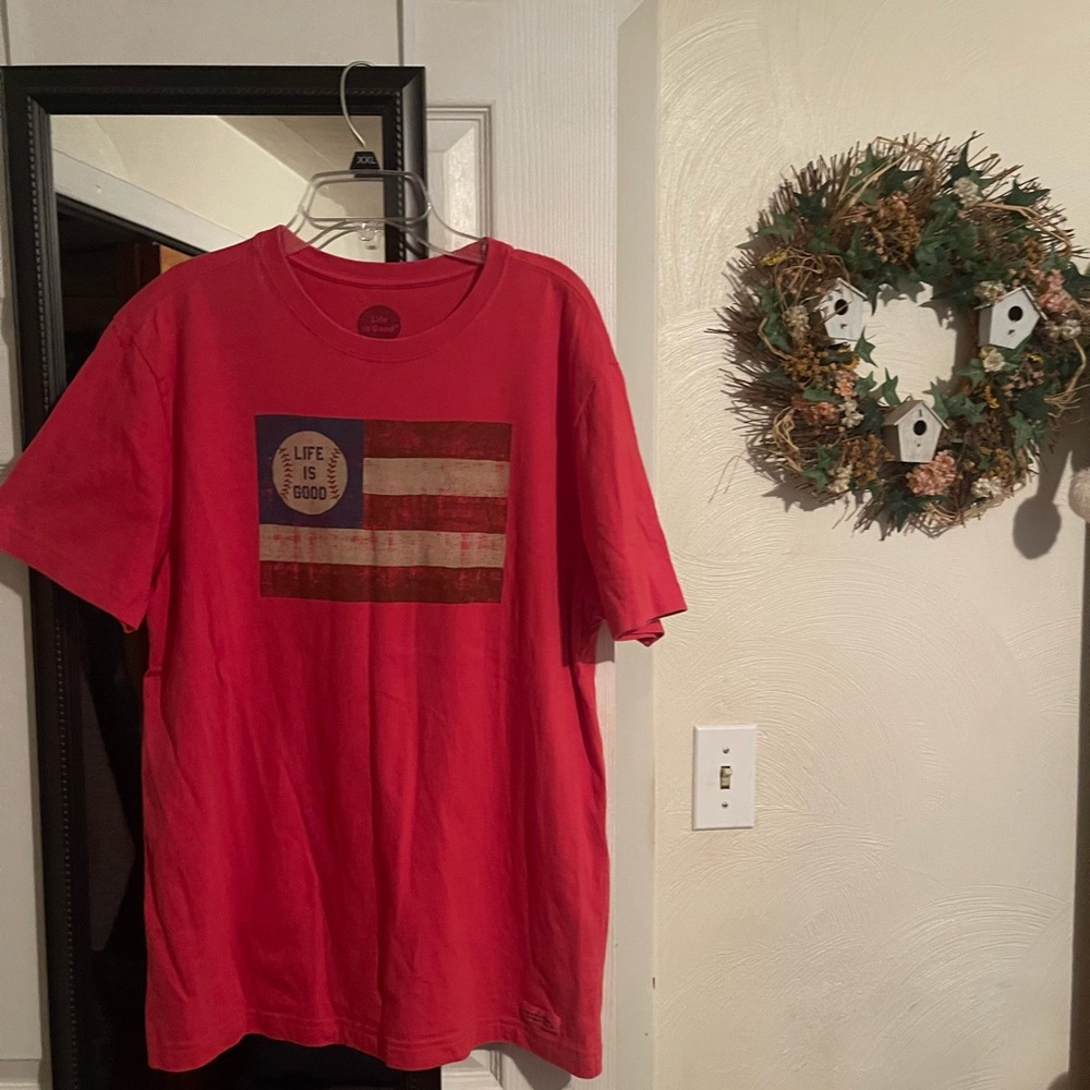 Life is good  baseball, shirt, red American flag